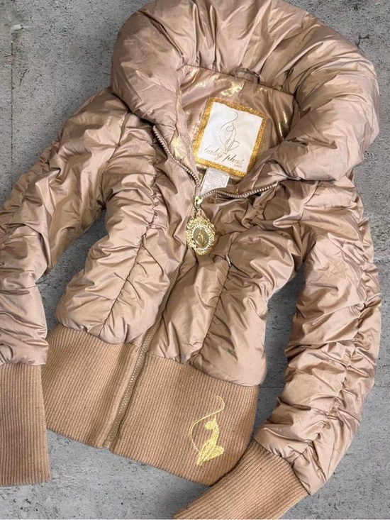 Baby Phat Jackets & Blazers - Baby Phat Vintage Y2K GRAIL Gold Satin Cinch-Waist Puffer Jacket